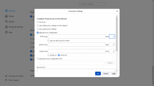 Select “Manual Proxy Configuration”.