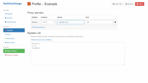 create a new proxy profile by adding a protocol